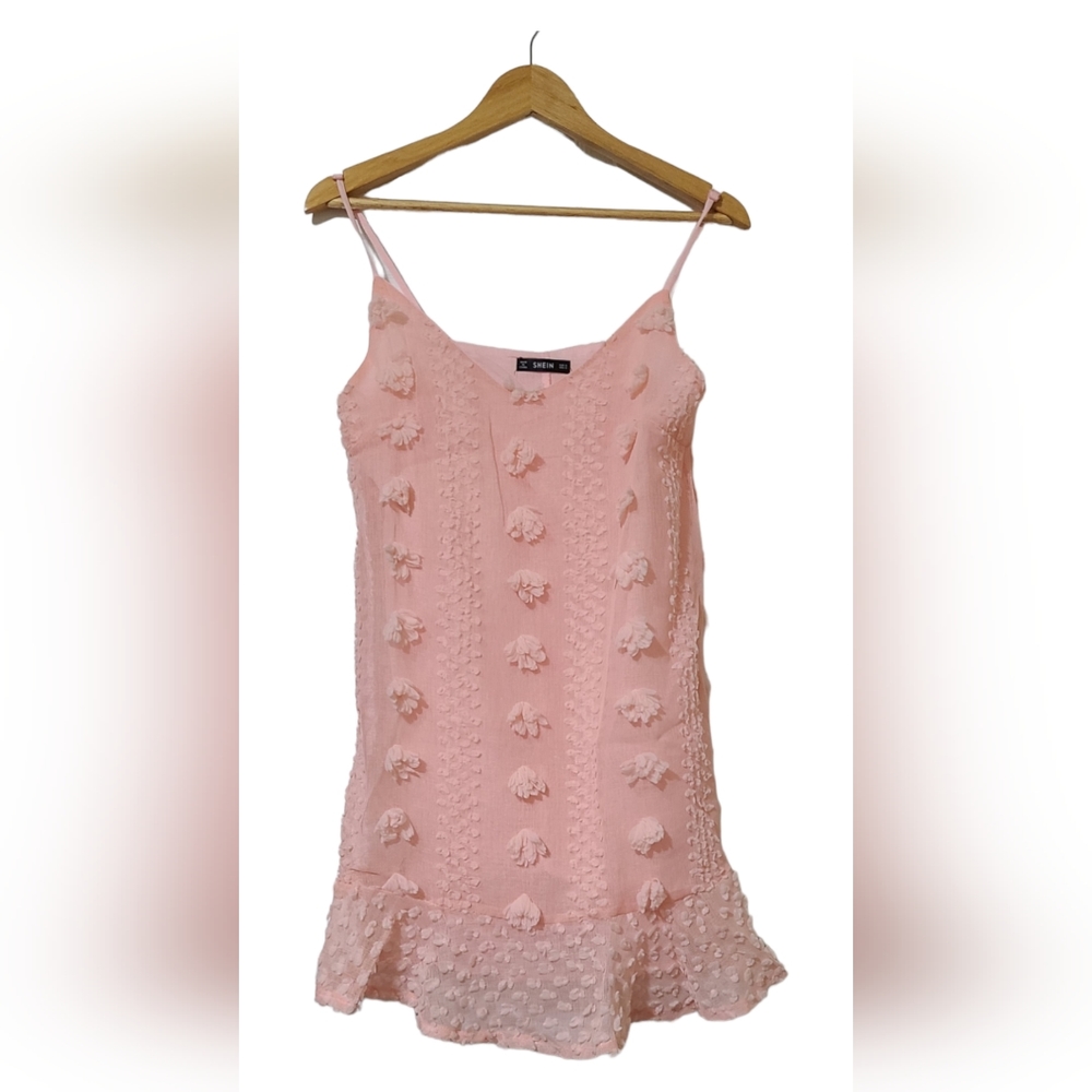 Light pink Swiss Dot Dress (SHEIN)